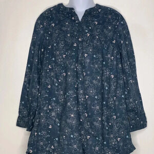 Vertbaudet girls blue silver floral patterned hi Low dress sz 8